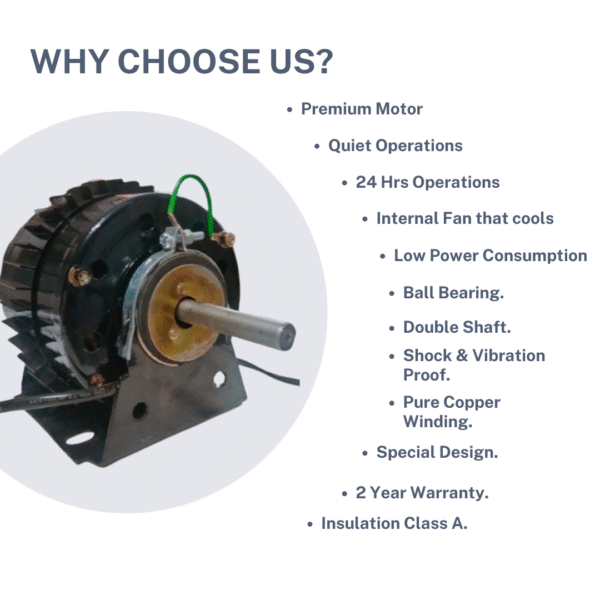 1/4HP/ 0.25HP 1440 RPM 220V (3 Speed) Double Shaft Double Ball Bearing | Three Speed Electric Motor - Image 3